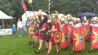 Roman Reenactment at the Amphitheatre in Caerleon Marching In [upl. by Cahan67]