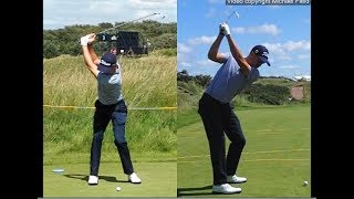 Justin Thomas golf swing  Long Iron faceon amp downtheline July 2017 [upl. by Illona643]