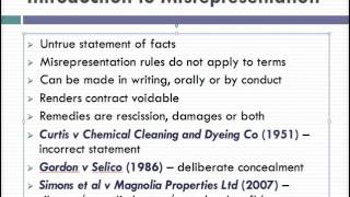 Misrepresentation Lecture 1 of 4 [upl. by Aleetha]